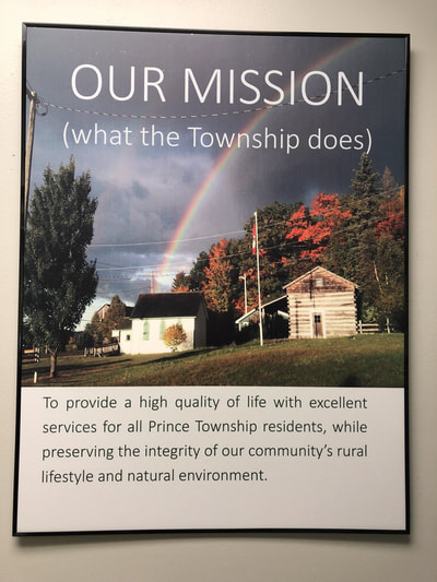 Municipality overview sign at Prince Township Municipal Office.