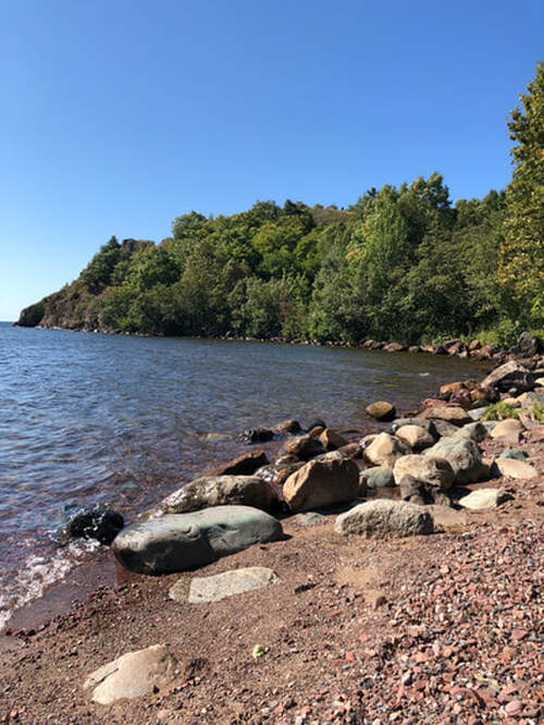 Summertime view of Lake Superior Shoreline at Gros Cap.